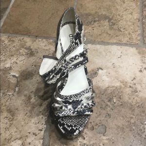 Snakeskin platform heels
